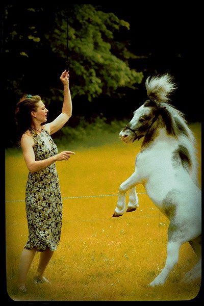 Aurore et Tazia de la compagnie les yeux dans les crins dans un champs
